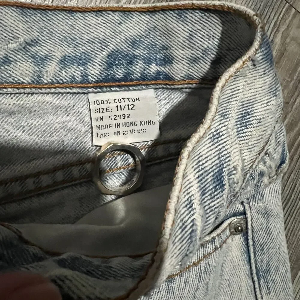 Jordache Basics 90s Acid Wash Jeans 11/12 (27x28.5) Made in Hong Kong - Picture 5 of 10